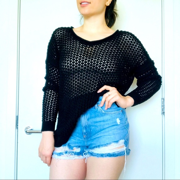 💫Mossimo Black Knit Mesh Sweater - Picture 1 of 6
